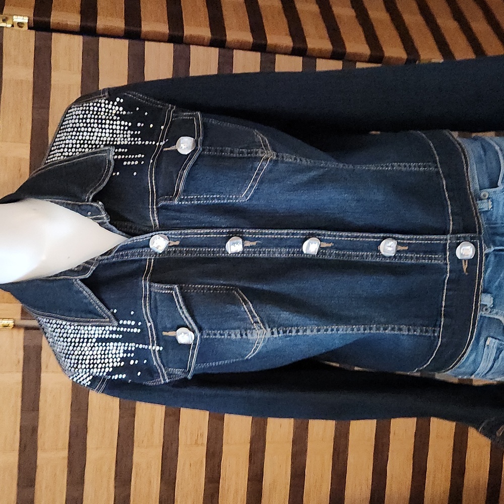 V Cristina diamond bling jean jacket